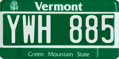 VT license plate YWH885