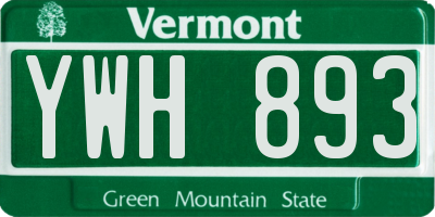 VT license plate YWH893