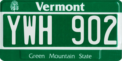 VT license plate YWH902