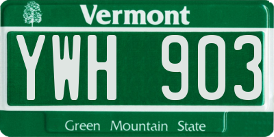 VT license plate YWH903
