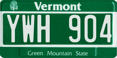 VT license plate YWH904