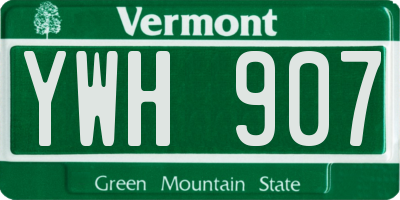 VT license plate YWH907