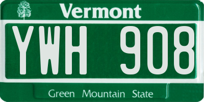 VT license plate YWH908