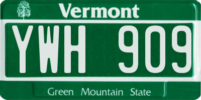 VT license plate YWH909