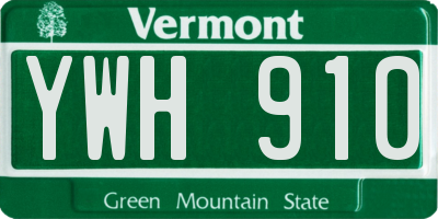 VT license plate YWH910