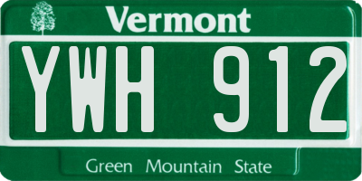 VT license plate YWH912