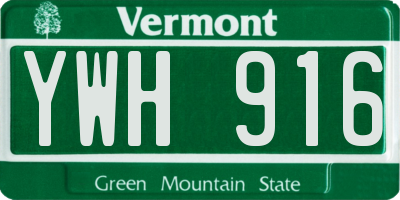 VT license plate YWH916