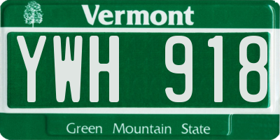 VT license plate YWH918