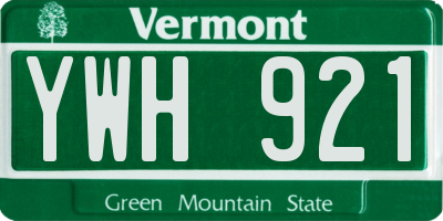 VT license plate YWH921
