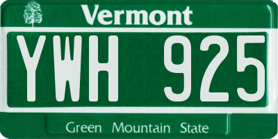 VT license plate YWH925