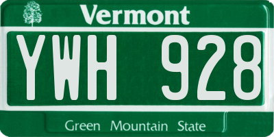 VT license plate YWH928
