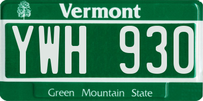 VT license plate YWH930