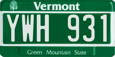 VT license plate YWH931