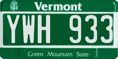VT license plate YWH933