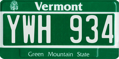 VT license plate YWH934