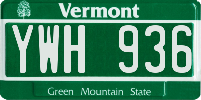 VT license plate YWH936