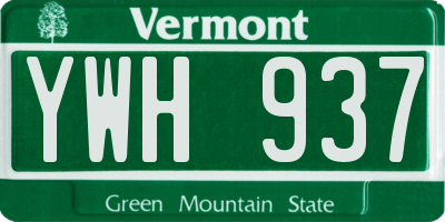 VT license plate YWH937