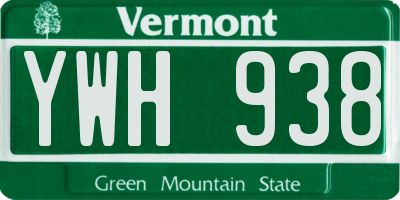 VT license plate YWH938