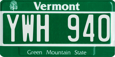 VT license plate YWH940