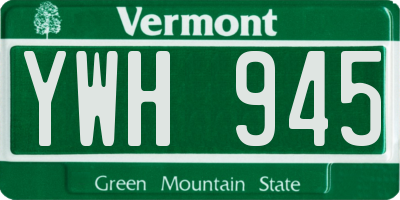 VT license plate YWH945