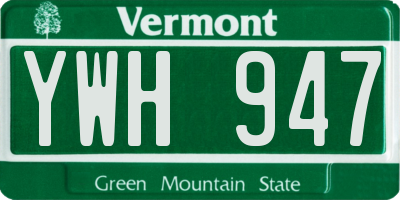 VT license plate YWH947
