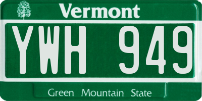 VT license plate YWH949