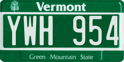 VT license plate YWH954