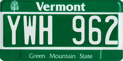 VT license plate YWH962