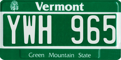 VT license plate YWH965