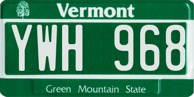 VT license plate YWH968