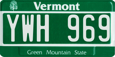 VT license plate YWH969