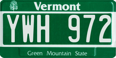 VT license plate YWH972