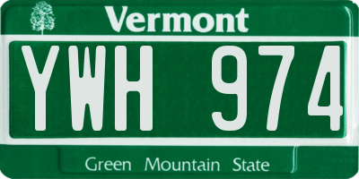 VT license plate YWH974
