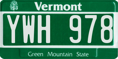 VT license plate YWH978