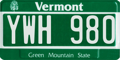 VT license plate YWH980