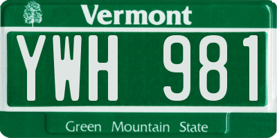 VT license plate YWH981
