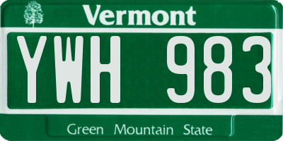 VT license plate YWH983
