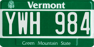 VT license plate YWH984