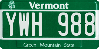 VT license plate YWH988