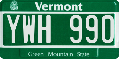 VT license plate YWH990