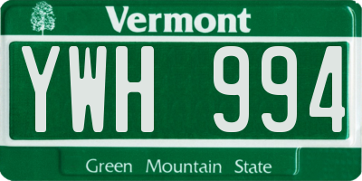 VT license plate YWH994