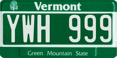 VT license plate YWH999