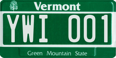 VT license plate YWI001