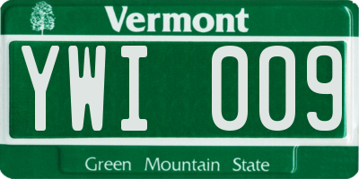 VT license plate YWI009