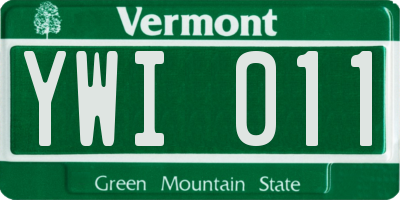 VT license plate YWI011