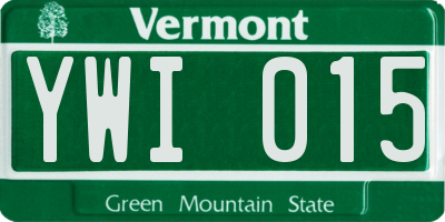 VT license plate YWI015
