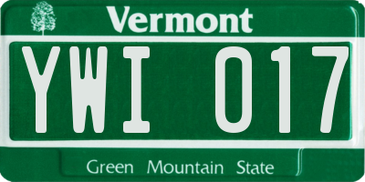 VT license plate YWI017