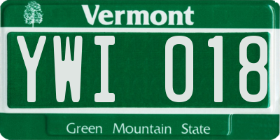 VT license plate YWI018