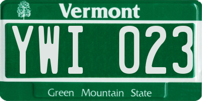 VT license plate YWI023