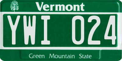 VT license plate YWI024
